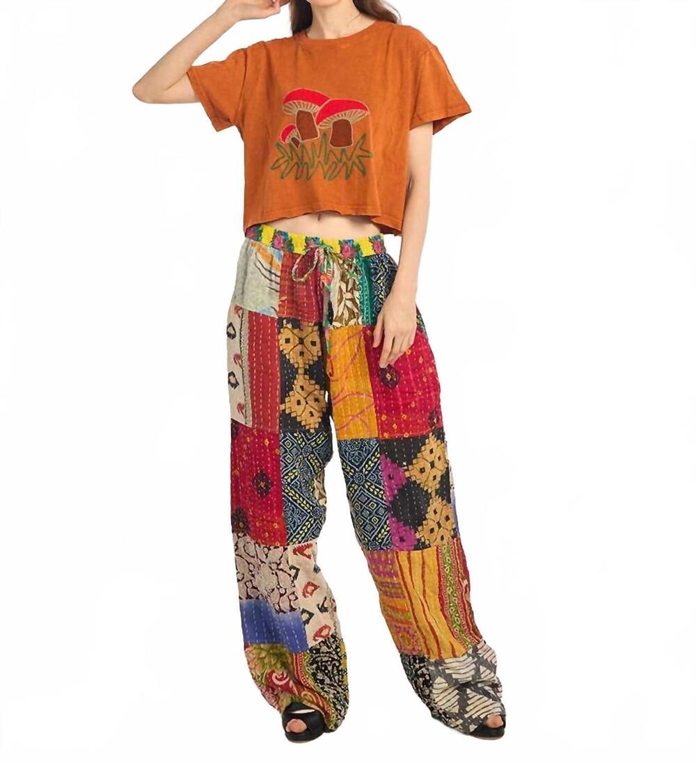 NEW KATHMANDU IMPORTS cotton wide leg pants in multicolor